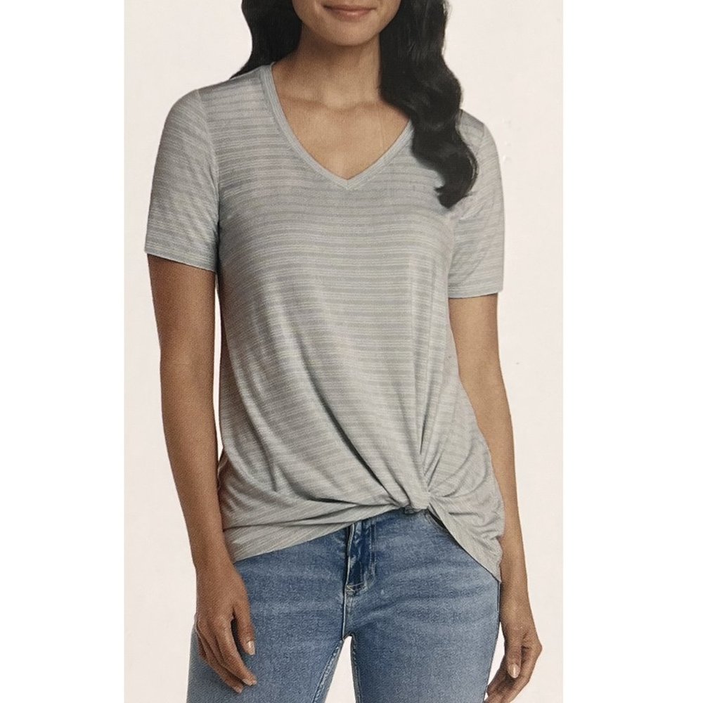 NWT Matty M Women V-Neck Twist Knot Tee Light Olive Fashion Tee Sz XL $45 2HL189